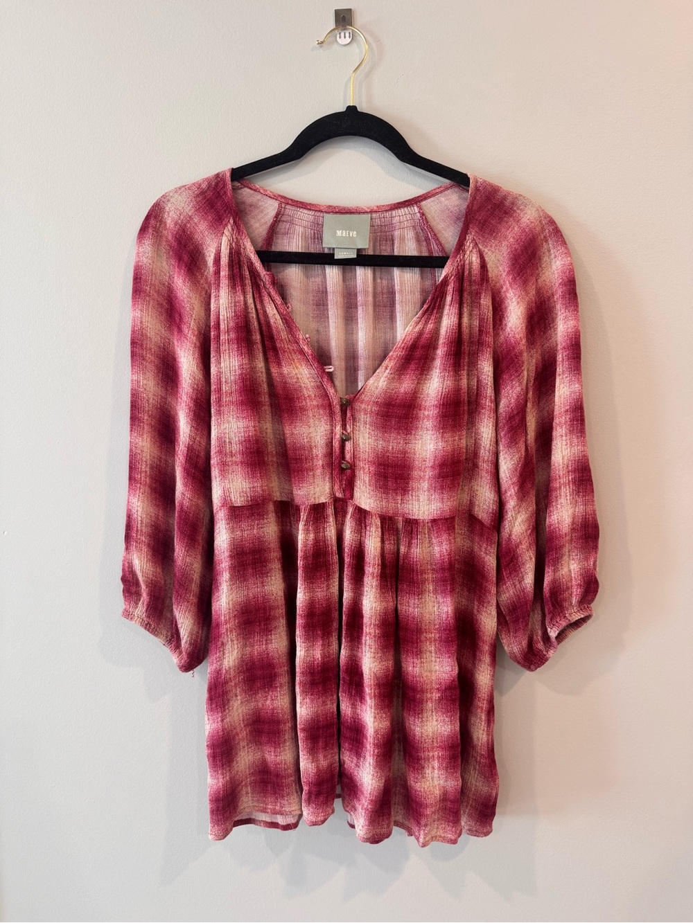 Maeve plaid cottagecore blouse
